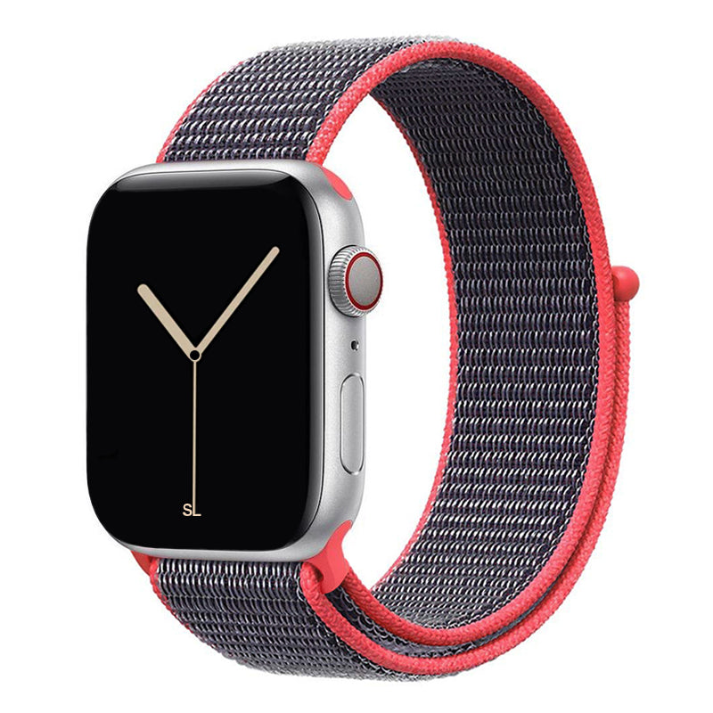 blue pink nylon sport loop watch band for apple watch series 10 42mm and 45mm and ultra 2 made from woven nylon