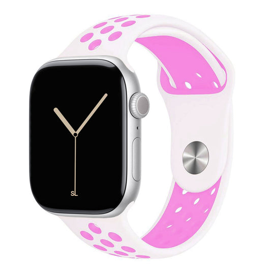 white purple silicone watch strap for apple watch series 11 42mm 46mm with perforated holes for breathing while running and active sports