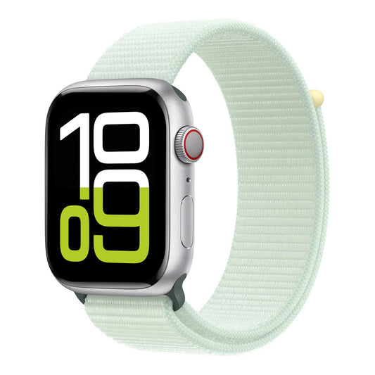 New style soft mint green sport loop watch band for apple watch series 10 42mm and 45mm and ultra 2 made from woven nylon