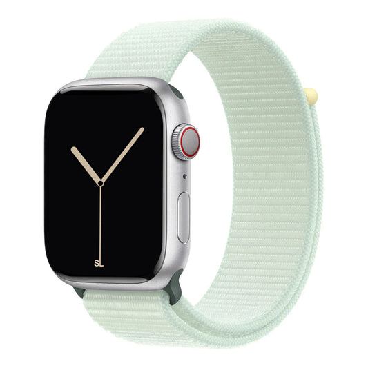 New style soft mint green sport loop watch band for apple watch series 10 42mm and 45mm and ultra 2 made from woven nylon