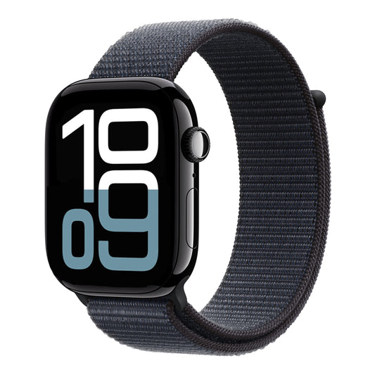 New style black ink colour sport loop watch band for apple watch series 10 42mm and 45mm and ultra 2 made from woven nylon