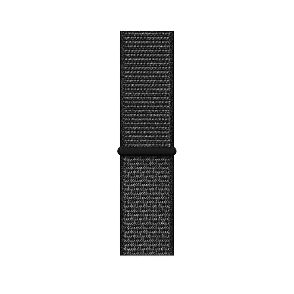 black nylon sport loop watch band for apple watch series 10 42mm and 45mm and ultra 2 made from woven nylon
