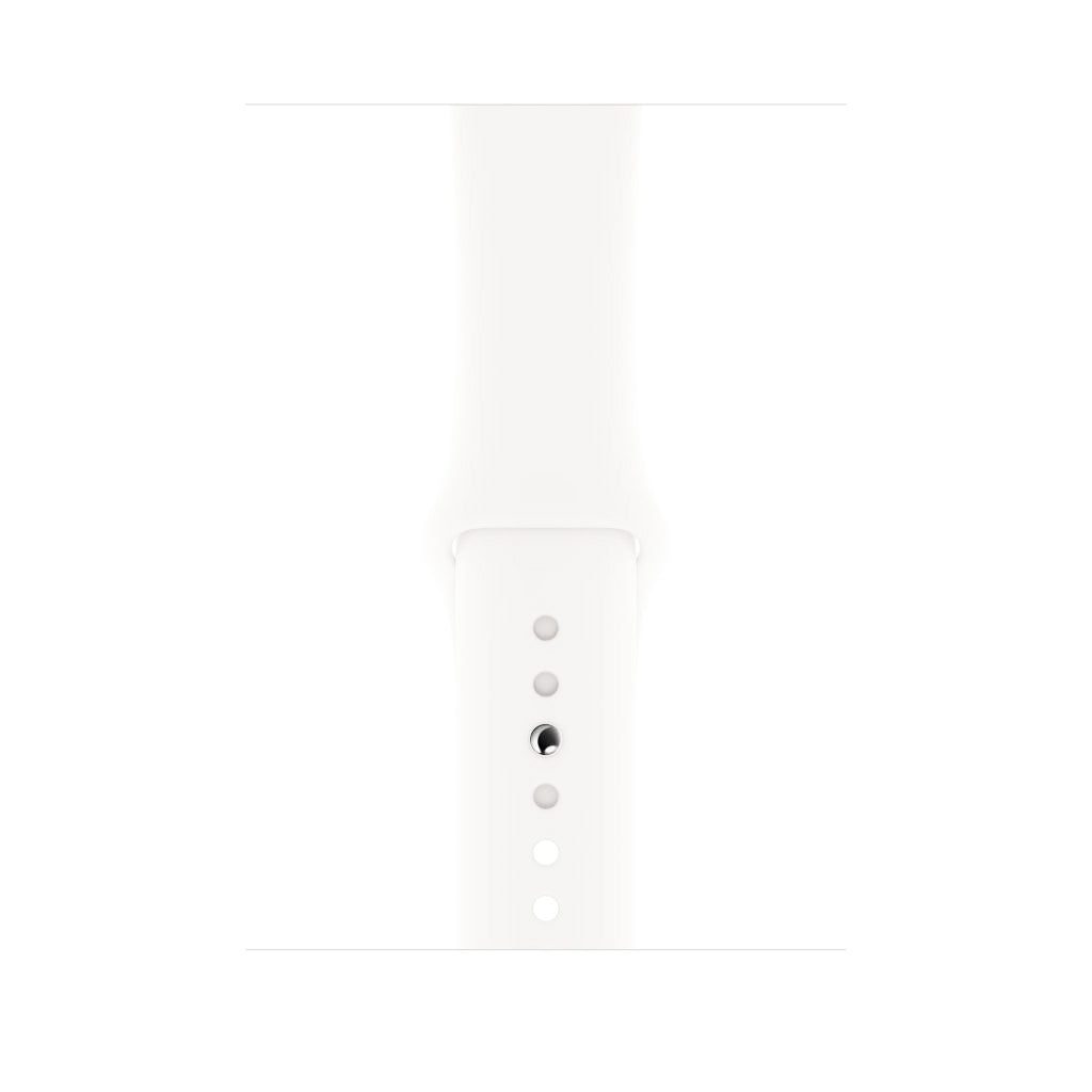 A white colour silicon sport band on an apple watch series 9 41mm