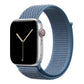 blue nylon sport loop watch band for apple watch series 10 42mm and 45mm and ultra 2 made from woven nylon