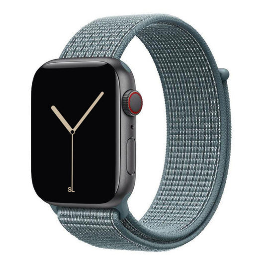 grey blue teal nylon sport loop watch band for apple watch series 10 42mm and 45mm and ultra 2 made from woven nylon
