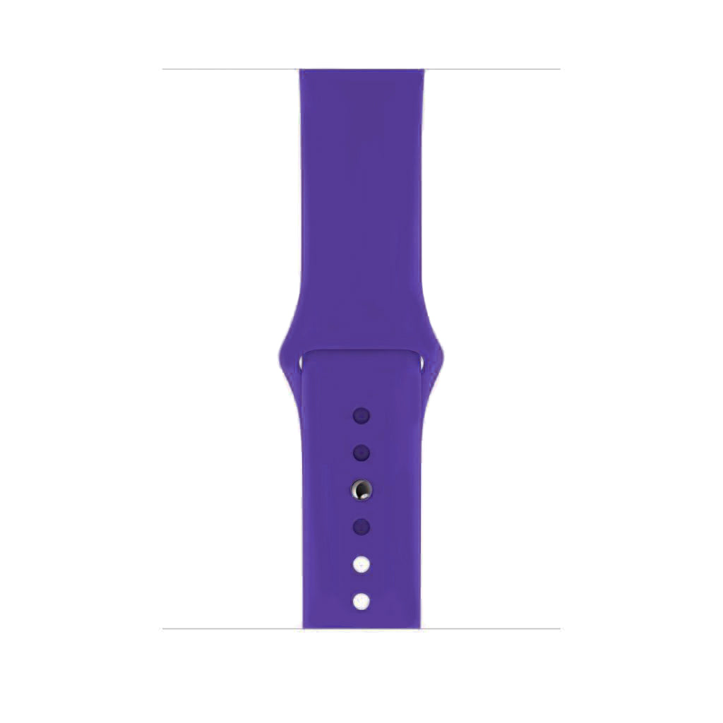 A dark violet colour watch strap made from silicone for apple watch series 10 size 42mm and 46mm on a display band