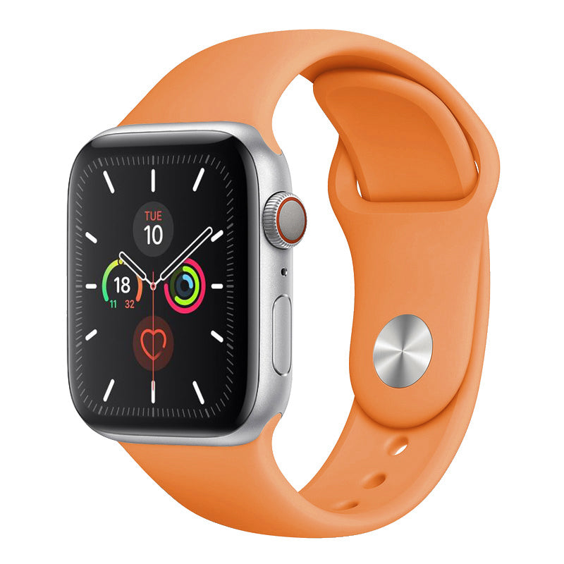 The classic orange colour watch strap made from silicone for apple watch series 10 size 42mm and 46mm on a display band