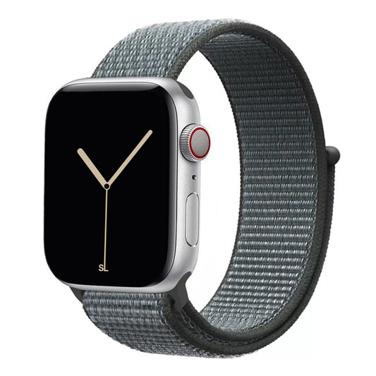 storm grey nylon sport loop watch band for apple watch series 10 42mm and 45mm and ultra 2 made from woven nylon