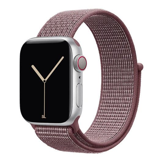 mauve purple nylon sport loop watch band for apple watch series 10 42mm and 45mm and ultra 2 made from woven nylon