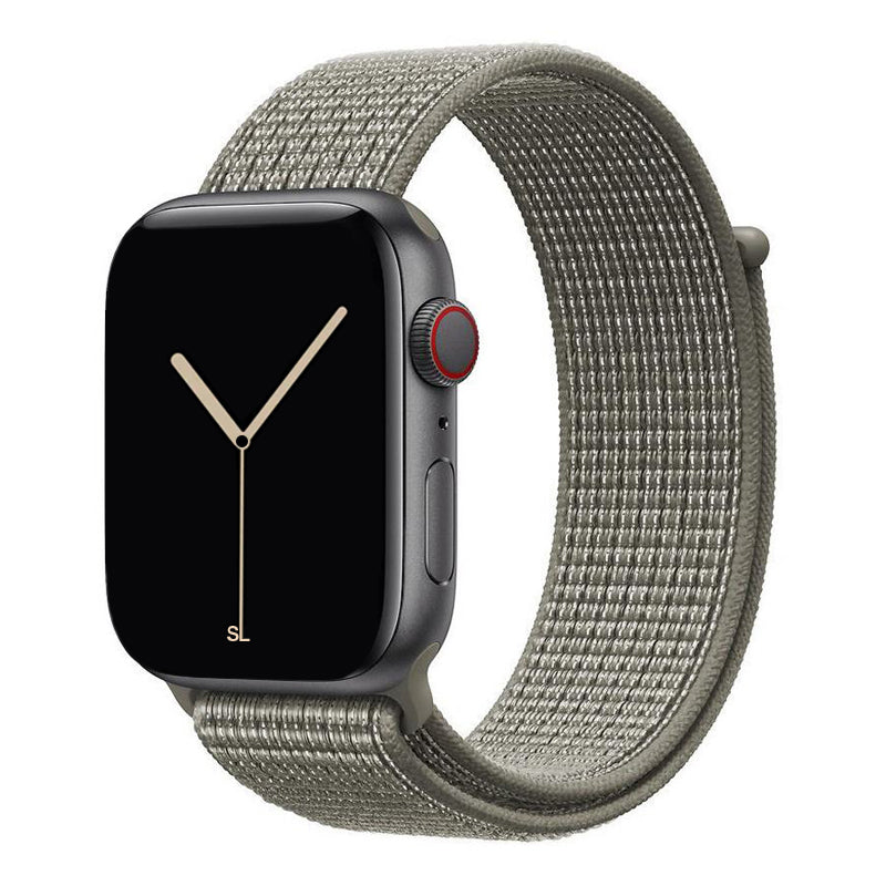grey green yellow nylon sport loop watch band for apple watch series 10 42mm and 45mm and ultra 2 made from woven nylon