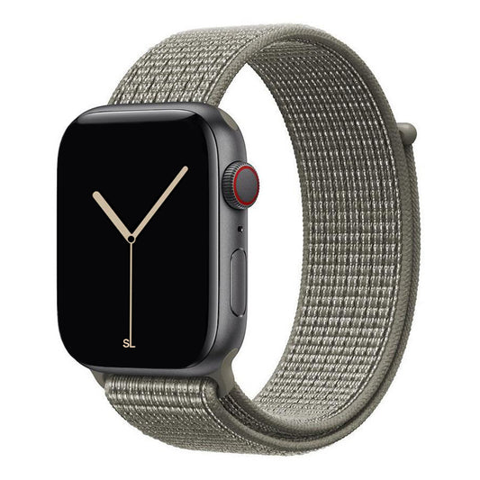 grey green yellow nylon sport loop watch band for apple watch series 10 42mm and 45mm and ultra 2 made from woven nylon