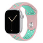 pink mint green silicone watch strap for apple watch series 11 42mm 46mm with perforated holes for breathing while running and active sports