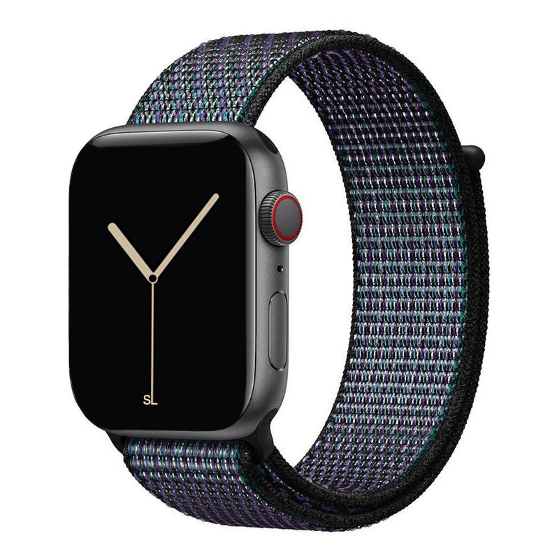 purple nylon sport loop watch band for apple watch series 10 42mm and 45mm and ultra 2 made from woven nylon