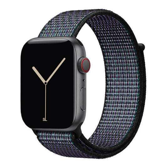 purple nylon sport loop watch band for apple watch series 10 42mm and 45mm and ultra 2 made from woven nylon