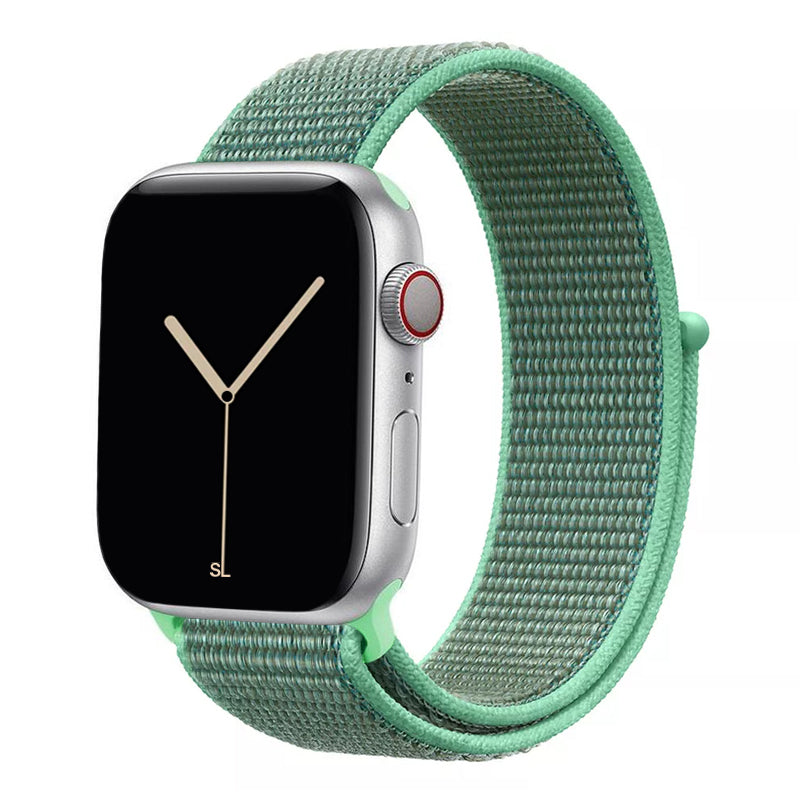 spearmint nylon sport loop watch band for apple watch series 10 42mm and 45mm and ultra 2 made from woven nylon
