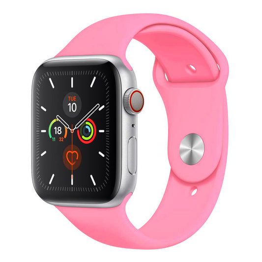 A bright pink Colour silicone watch strap sport band on an Apple watch series 10 46mm and 42mm  and Ultra 2