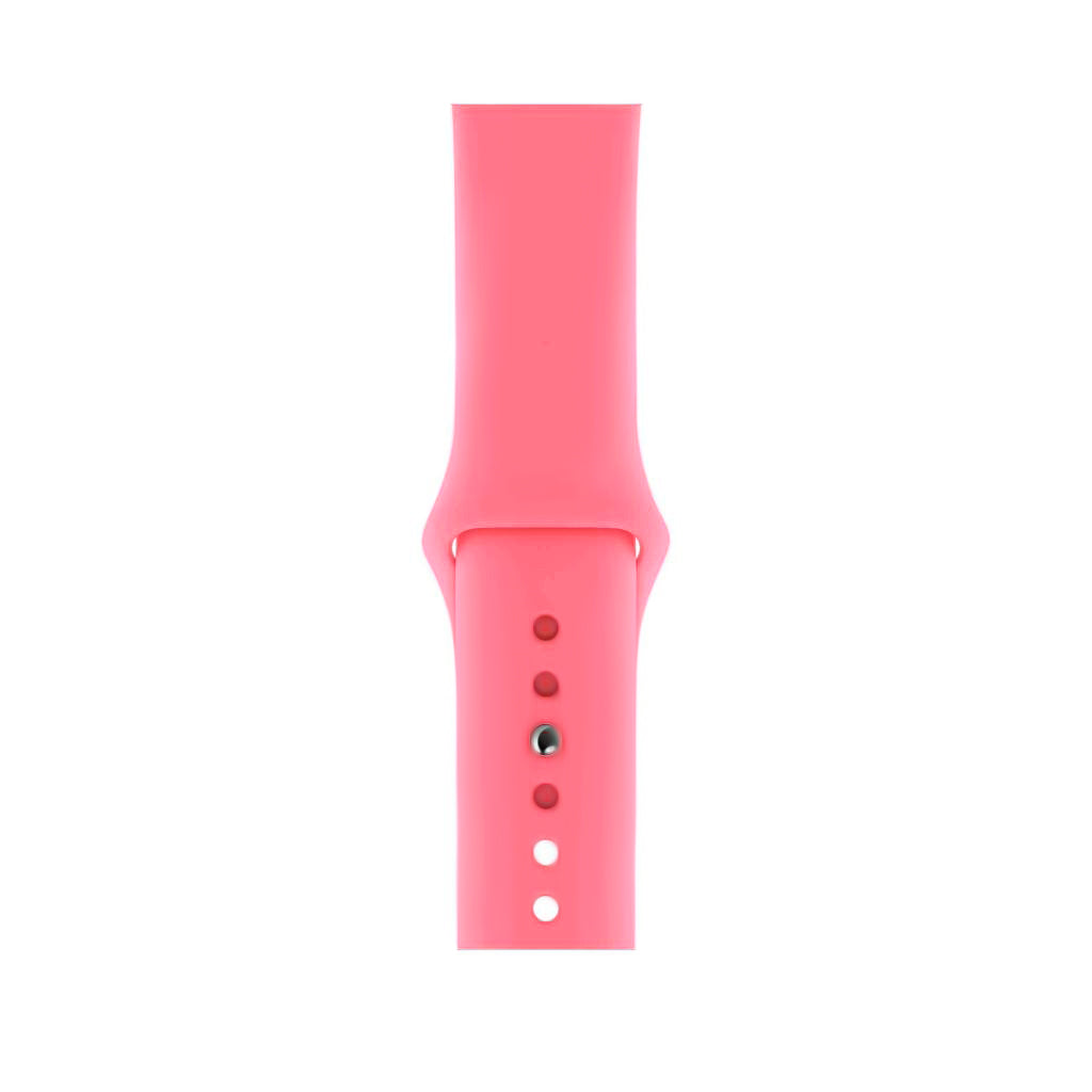 A bright pink Colour silicone watch strap sport band on an Apple watch series 10 46mm and 42mm  and Ultra 2