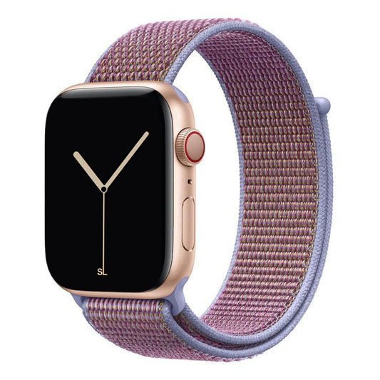 purple lilac colour nylon sport loop watch band for apple watch series 10 42mm and 45mm and ultra 2 made from woven nylon