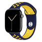 blue yellow silicone watch strap for apple watch series 11 42mm 46mm with perforated holes for breathing while running and active sports