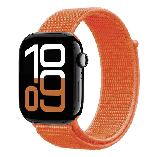 New orange sport loop watch band for apple watch series 10 42mm and 45mm and ultra 2 made from woven nylon