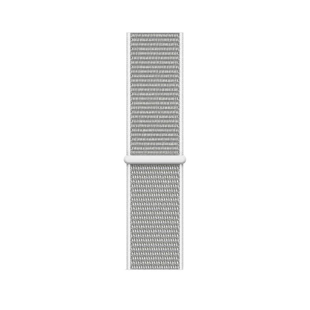 white grey nylon sport loop watch band for apple watch series 10 42mm and 45mm and ultra 2 made from woven nylon