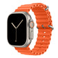 An orange colour watch strap band made from silicone  with two metal buckles on an Apple watch series 10 42mm/ 45mm/ 46mm and ultra 2 designed for the ocean and active sports