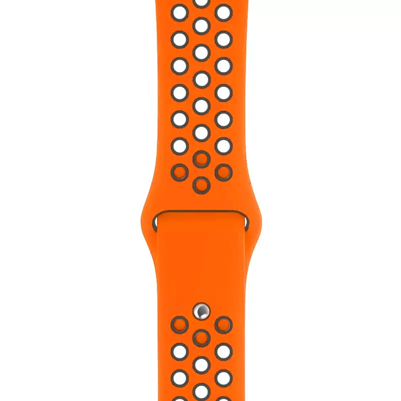 orange dark grey silicone watch strap for apple watch series 11 42mm 46mm with perforated holes for breathing while running and active sports