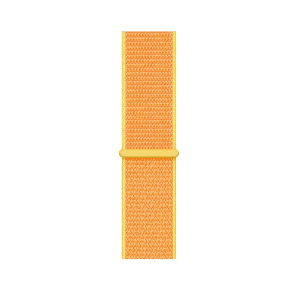 yellow nylon sport loop watch band for apple watch series 10 42mm and 45mm and ultra 2 made from woven nylon