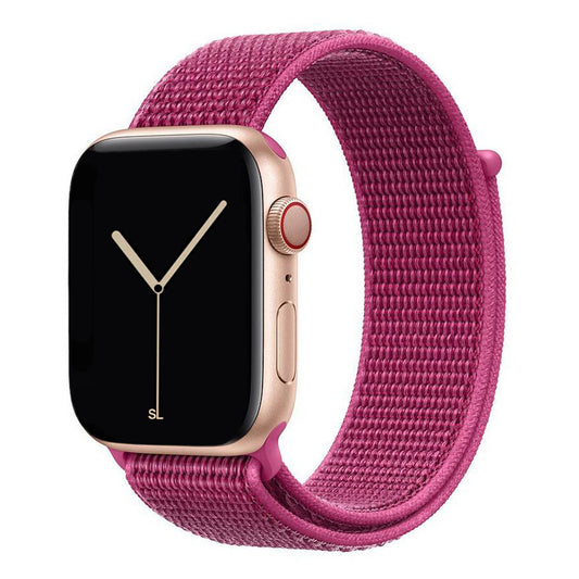 dragonfruit pink nylon sport loop watch band for apple watch series 10 42mm and 45mm and ultra 2 made from woven nylon