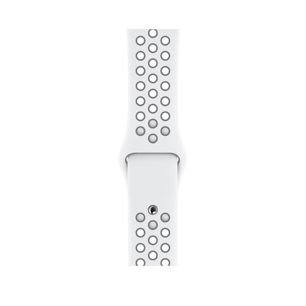 white grey silicone watch strap for apple watch series 11 42mm 46mm with perforated holes for breathing while running and active sports