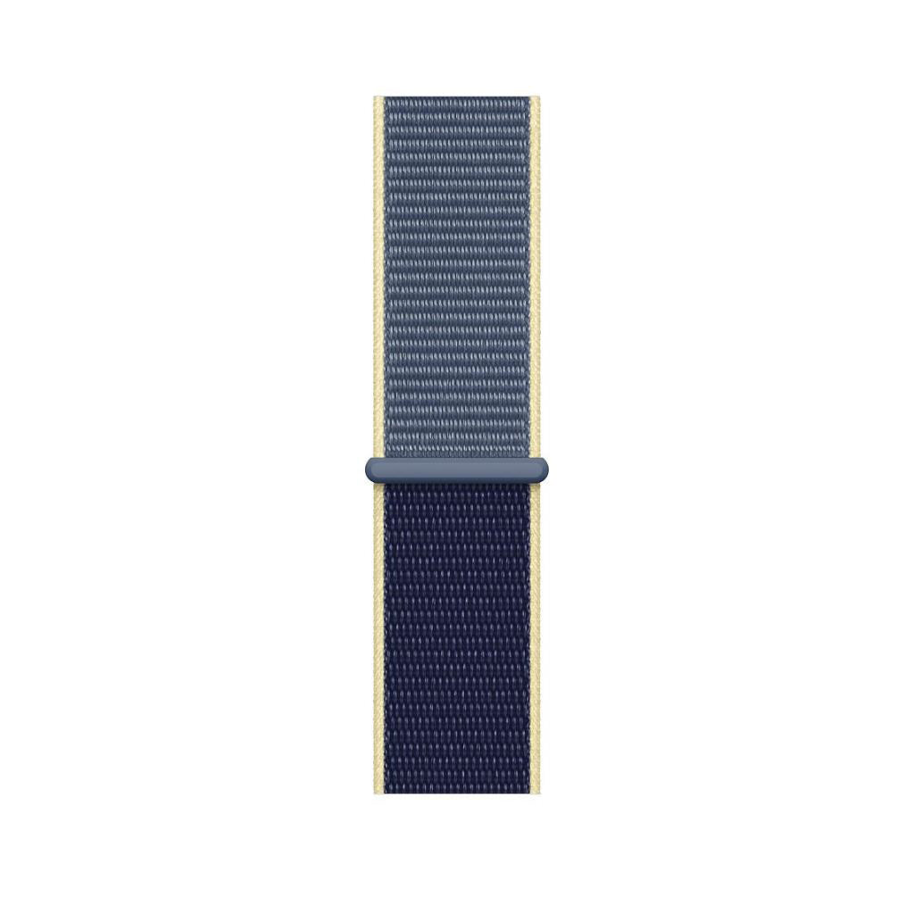 blue yellow nylon sport loop watch band for apple watch series 10 42mm and 45mm and ultra 2 made from woven nylon