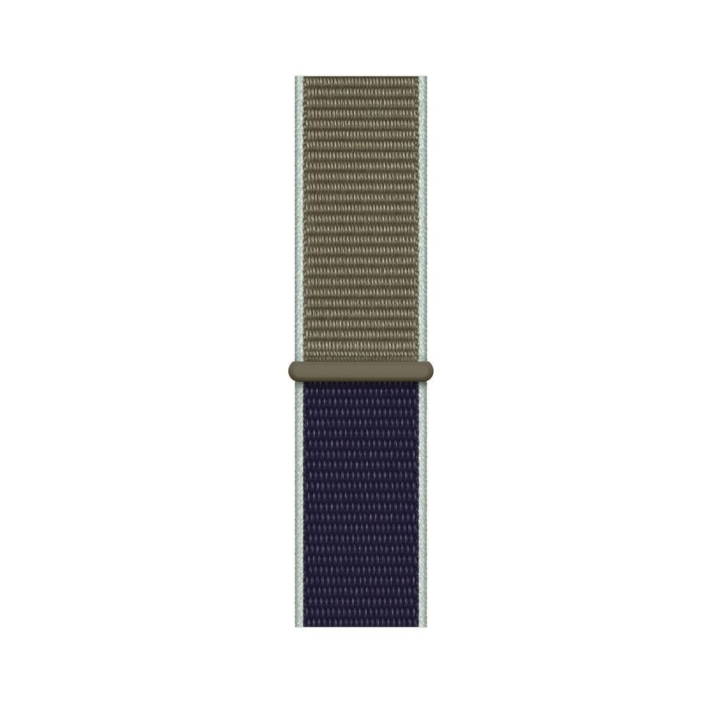khaki blue nylon sport loop watch band for apple watch series 10 42mm and 45mm and ultra 2 made from woven nylon