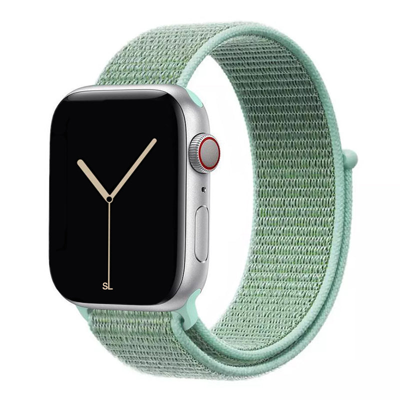marine green yellow nylon sport loop watch band for apple watch series 10 42mm and 45mm and ultra 2 made from woven nylon