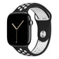 black white silicone watch strap for apple watch series 11 42mm 46mm with perforated holes for breathing while running and active sports