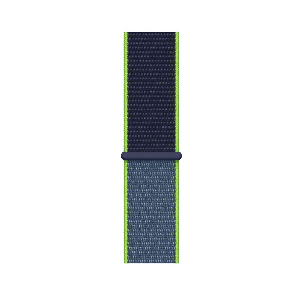 blue lime nylon sport loop watch band for apple watch series 10 42mm and 45mm and ultra 2 made from woven nylon