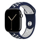 midnight blue white silicone watch strap for apple watch series 11 42mm 46mm with perforated holes for breathing while running and active sports