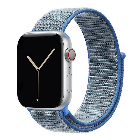 blue nylon sport loop watch band for apple watch series 10 42mm and 45mm and ultra 2 made from woven nylon