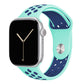 Aqua blue navy silicone watch strap for apple watch series 11 42mm 46mm with perforated holes for breathing while running and active sports