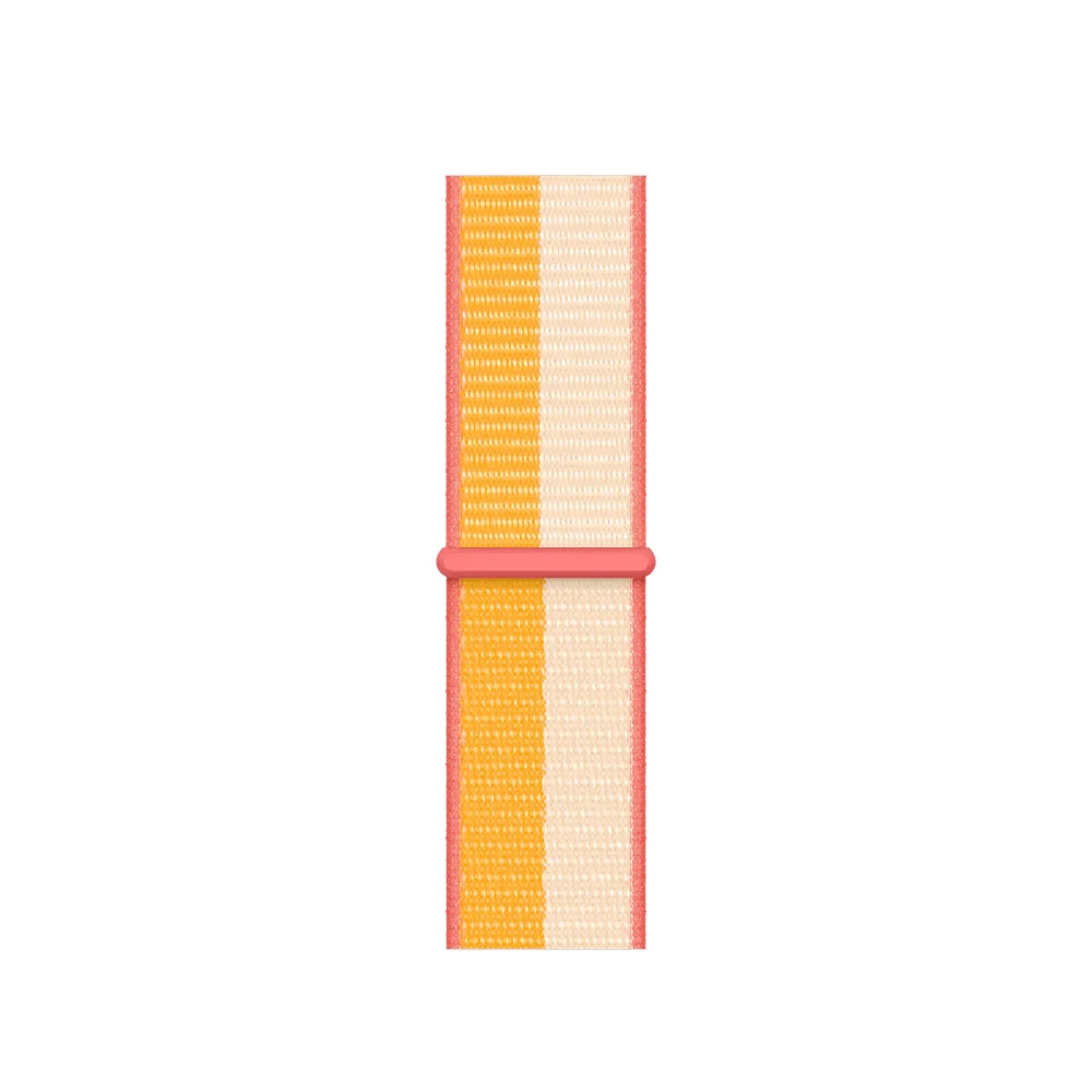 beige yellow nylon sport loop watch band for apple watch series 10 42mm and 45mm and ultra 2 made from woven nylon