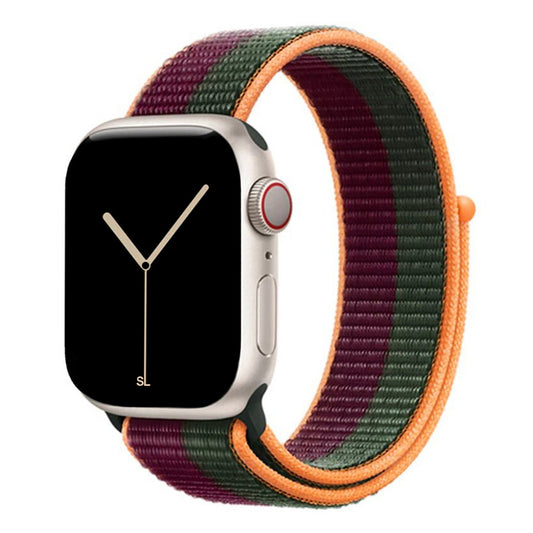 dark cherry green nylon sport loop watch band for apple watch series 10 42mm and 45mm and ultra 2 made from woven nylon