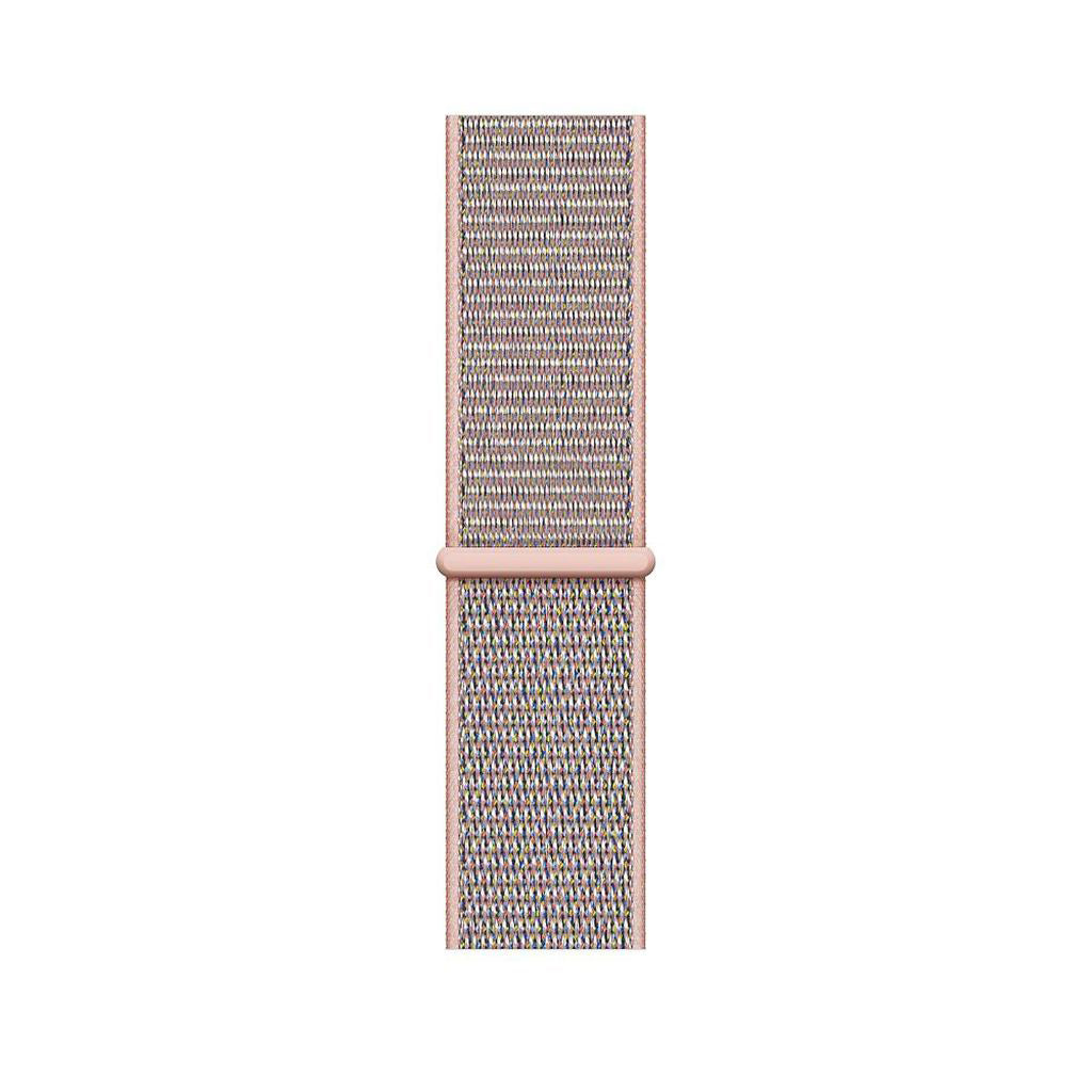 pink sand nylon sport loop watch band for apple watch series 10 42mm and 45mm and ultra 2 made from woven nylon