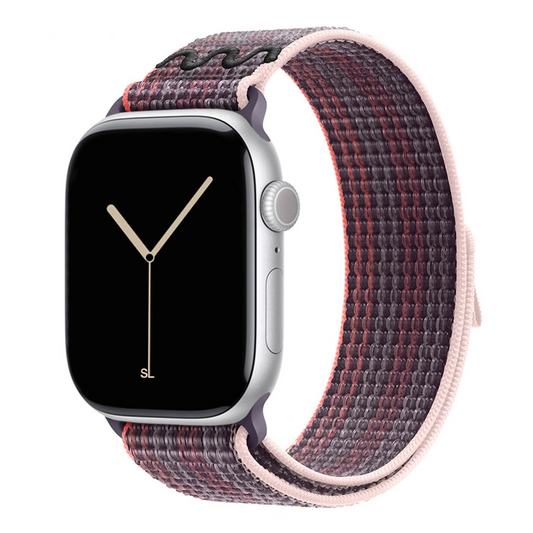 New style berry purple pink with a stripe pattern sport loop active watch band for apple watch series 11 42mm 46mm and ultra 3 crafted from woven nylon