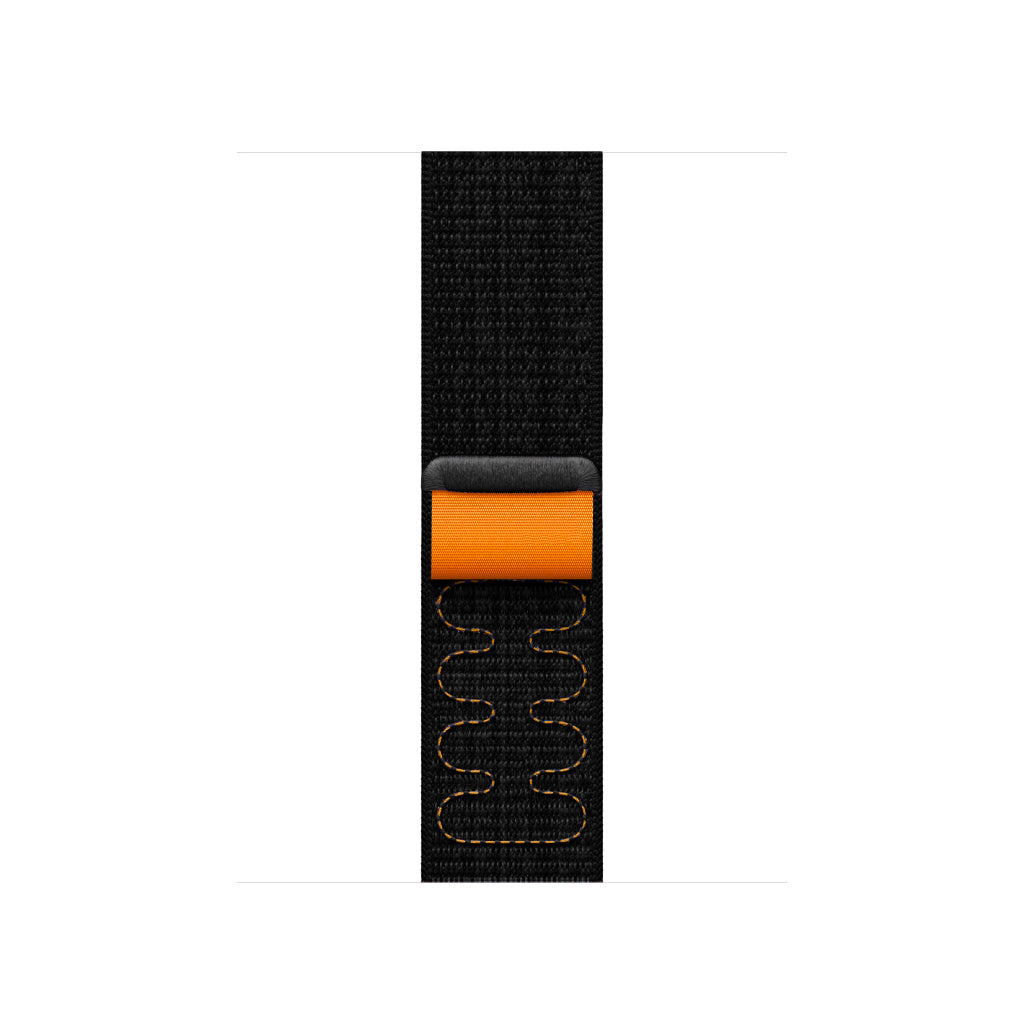 New style black and orange sport loop active watch band for apple watch series 9 and ultra made from woven nylon