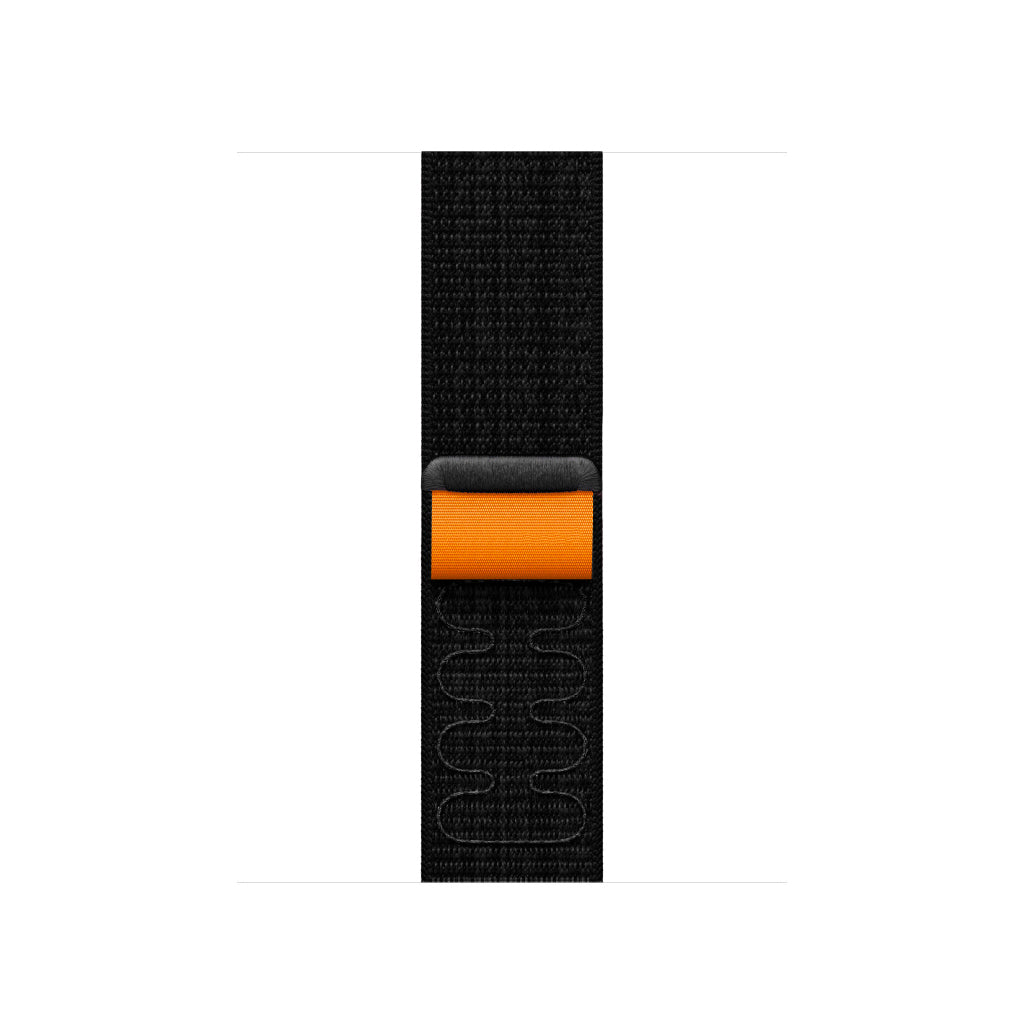 Black and Orange sport loop active watch band strap for Apple Watch Series 10 45mm/ 46mm and Ultra 2 made from woven nylon