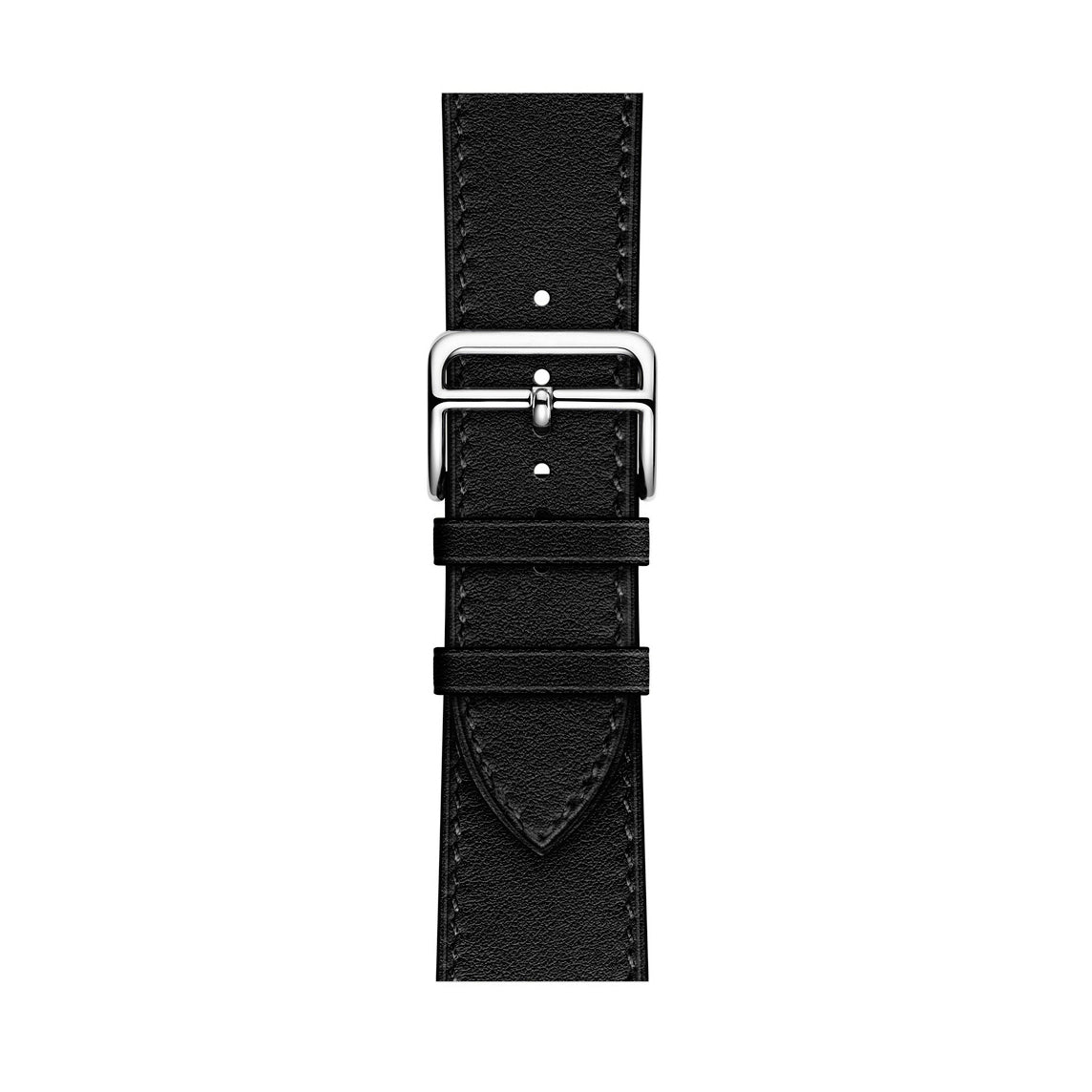 A handmade black with black stitching genuine leather single tour watch strap on an apple watch series 11 42mm and 45mm and 46mm.