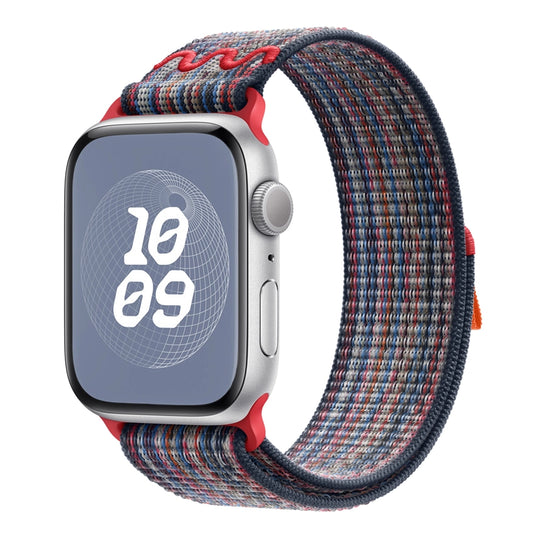 New style blue and red with a stripe pattern sport loop active watch band for apple watch series 10 and ultra 2 crafted from woven nylon