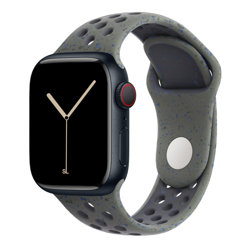Cargo Khaki colour apple watch series 11 46mm 42mm silicone sports strap with a unique pattern of splatter paint design, this watch strap is designed for active people