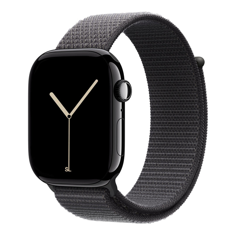 dark grey nylon sport loop watch band for apple watch series 11 42mm and 46mm and ultra 3 made from woven nylon