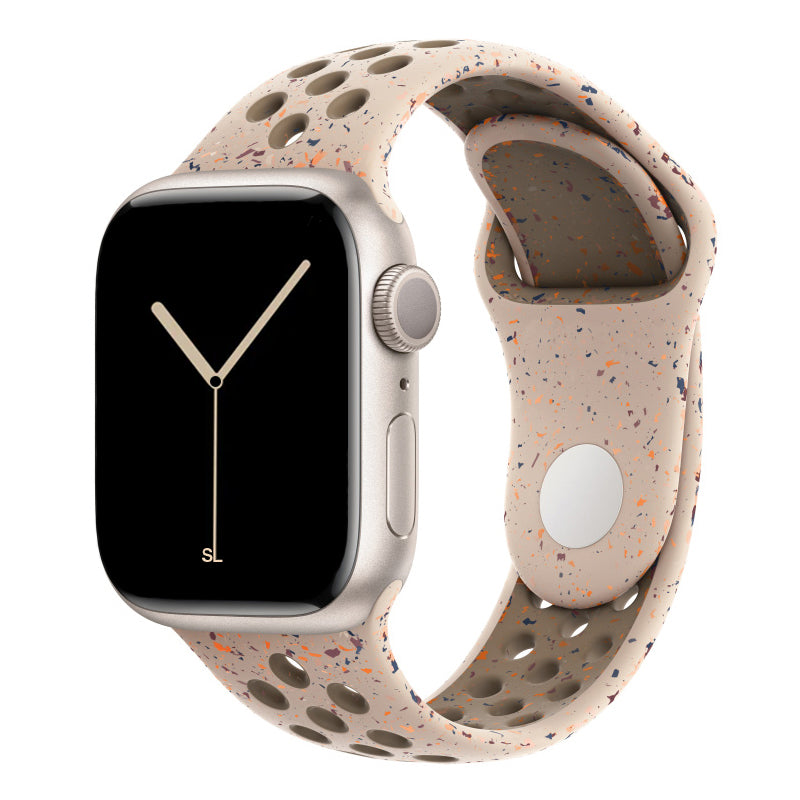 Desert Stone Brown colour apple watch series 11 42mm 46mm silicone sports strap with a unique pattern of splatter paint design, this watch strap is designed for active people