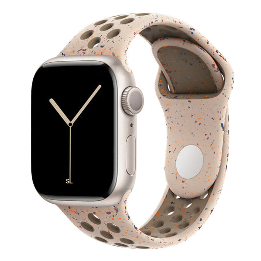 Desert Stone Brown colour apple watch series 11 42mm 46mm silicone sports strap with a unique pattern of splatter paint design, this watch strap is designed for active people